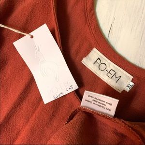 po-em • terracotta rust natural dyed cotton shift dress xl
